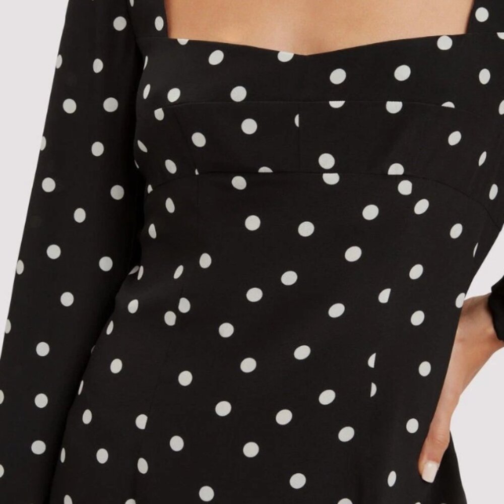 Intermix 100% Silk Long Sleeve April Polka Dot Dress XS $325 - Picture 10 of 14